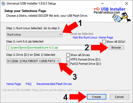 RUNT Linux on USB using UUI