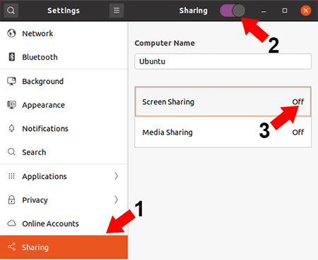 Ubuntu Remote Desktop Screen Sharing with Windows