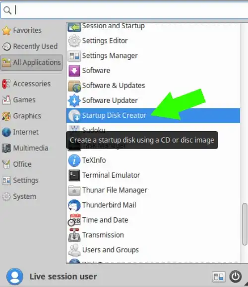 Xubuntu Live USB Startup Disk Creator