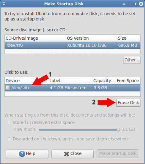 Xubuntu Erase USB Disk