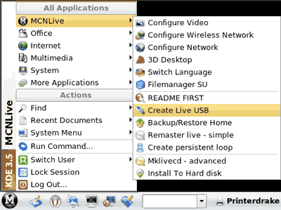 Navigate to MCNLive -> Create Live USB