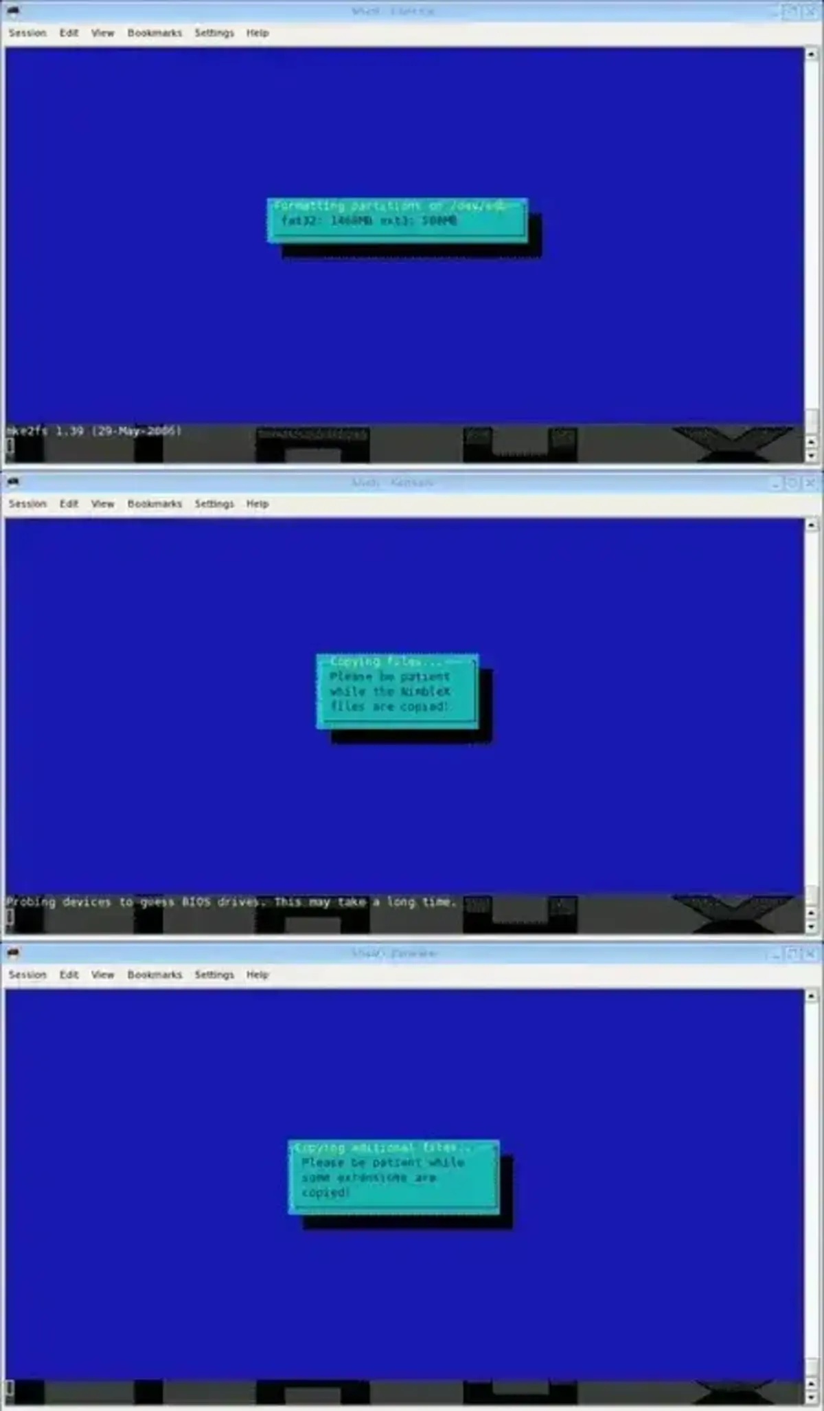 Nimblex USB flash drive install in progress… Nimblex USB flash drive install in progress…