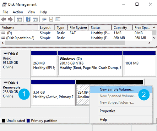 Create New Simple Volume in Unallocated Space