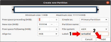 Create a new Writable Partition