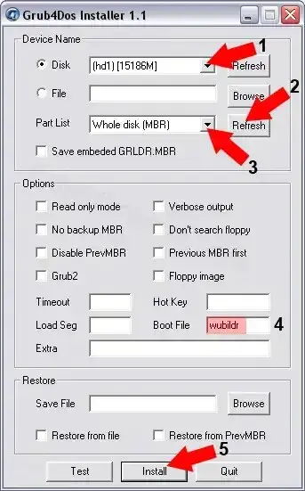 Grub4Dos Installer Options Grub4Dos Installer Options