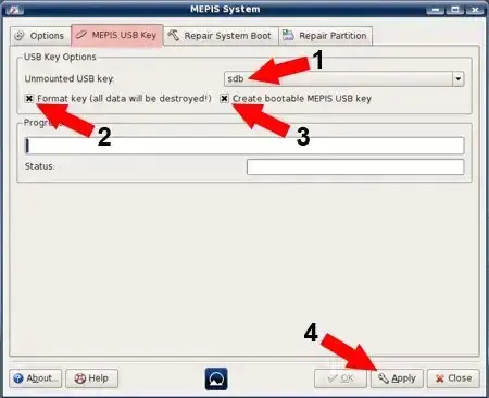 Create a MEPIS USB Key Create a MEPIS USB Key