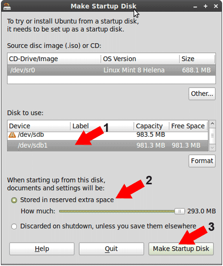 Make a Linux Mint USB Flash Drive using USB Startup Disk Creator