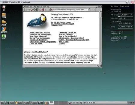 Damn Small Linux running in Windows Run Damn Small Linux in Windows
