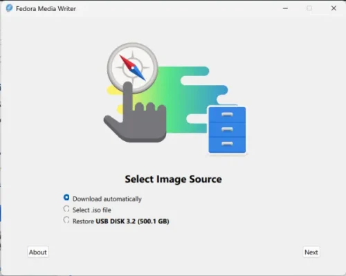 Select Fedora Image Source