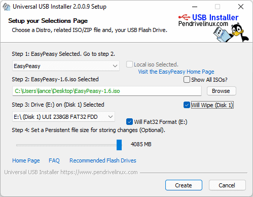 Create a USB Easy Peasy with UUI