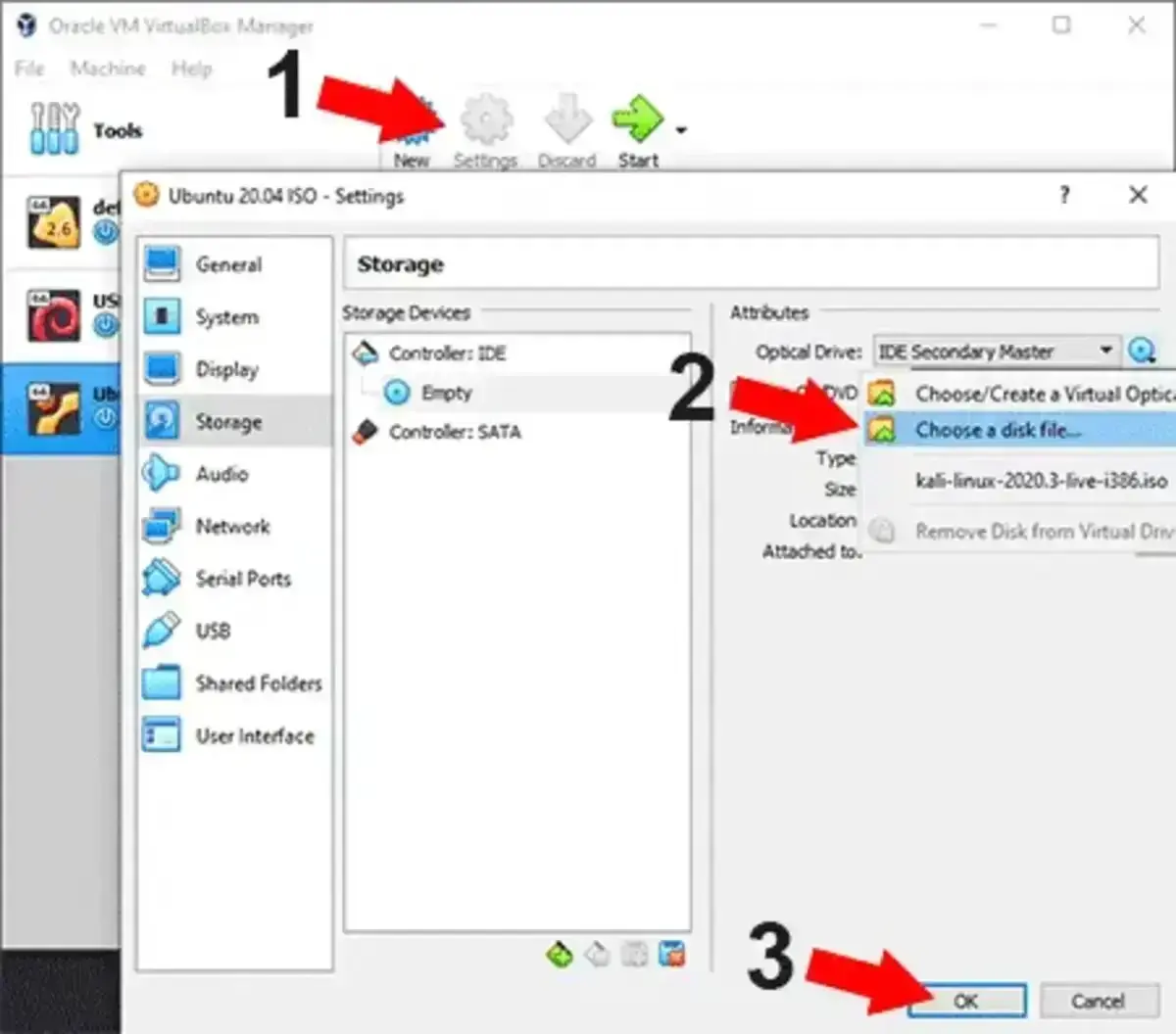Run ISO from Windows using Virtualbox 1 Run an ISO from Windows - choose ISO file to use
