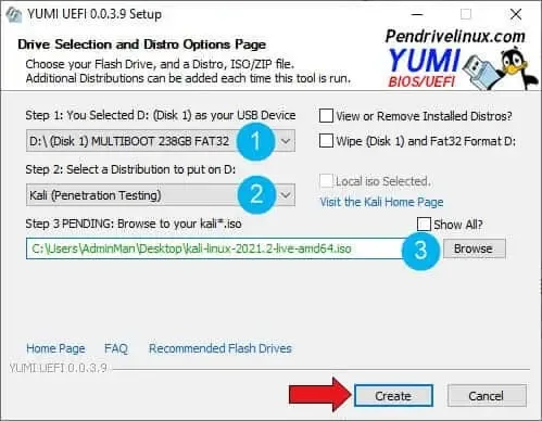 YUMI - Make a USB Bootable Kali Linux