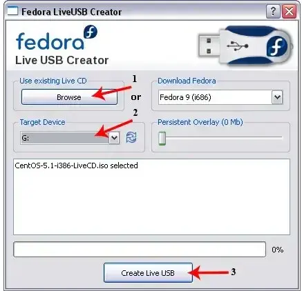 USB CentOS Live USB Installation using the Fedora Live USB Creator USB CentOS Live USB Install using Fedora Live USB Creator