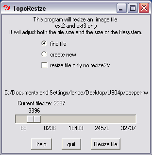 resize casper-rw using TopoResize