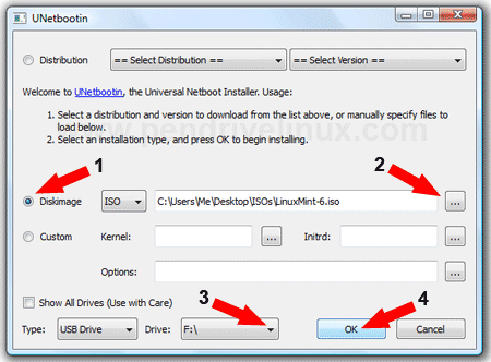 UNetbootin Windows Live USB Creation from an ISO